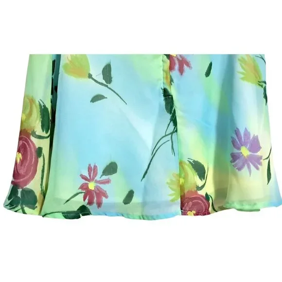 Xoxo Mini Skirt Womens Size 7 Floral Print Y2K Skater Polyester Made In USA - Picture 8 of 12